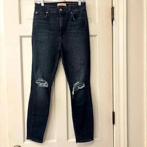 7 For All Mankind B(air) High Rise Ripped Knee Ankle Skinny Jeans. Size 28